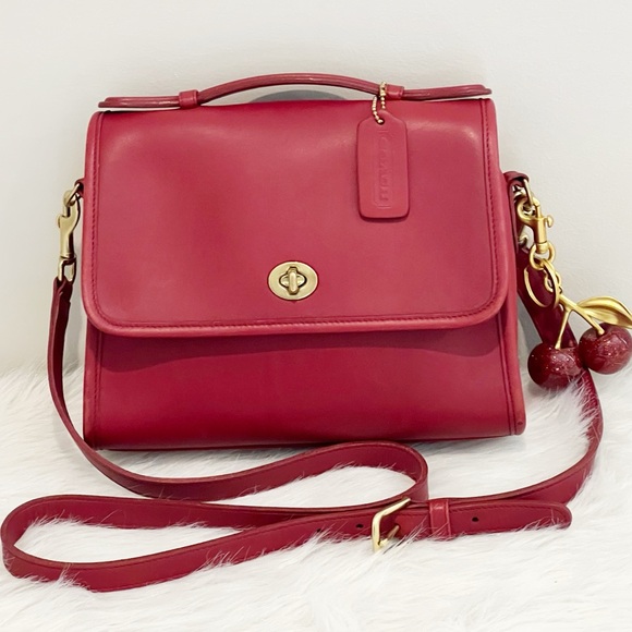 Coach Handbags - Coach Court Vintage Crossbody Bag Color Red 9870